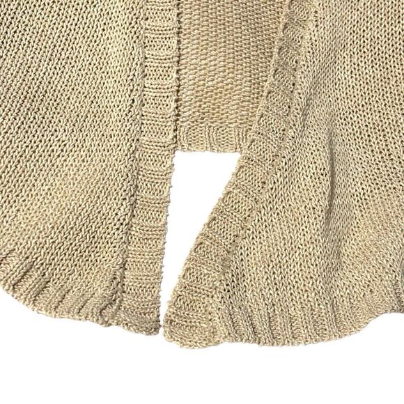 Roz & Ali 1X cropped open cardigan in neutral oatmeal color short sleeve - Picture 10 of 14